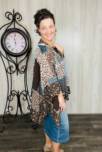 Teal Animal Print Poncho