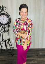 Lillian Bow Front Tunic Top- Magenta