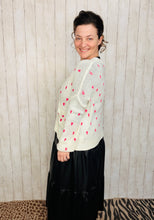 Adorable Hearts Cardigan Sweater- Black or Cream