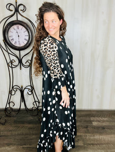 Mindy Ruffle Dress-Polkadot & Leopard