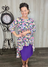 Dramatic High-Low Tunic -Wildflowers of Spring