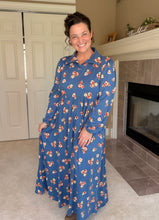 Kaylee Collared Blue & Rust Dress