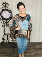 Teal Animal Print Poncho