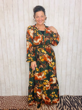 Natasha Smocked Waist Dress- Hunter Green Floral