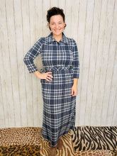 Adorable In Plaid Lounge Dress-Navy Plaid