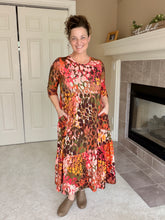 Tonya Marie Ruffled Tiered Dress- Rust Abstract