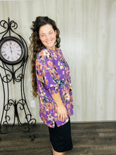 Purple & Floral Poncho Style Tunic