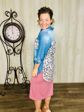 Jean & Leopard Top- Grey Mix
