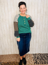 Gina Leopard & Stripes Ribbed Top