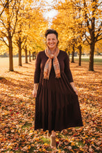 Tonya Marie Tiered Dress- Midi Length-Brown