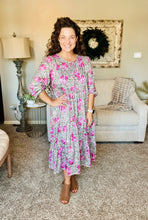 Cassie Marie Tiered Boho Style Dress-Floral & Leopard