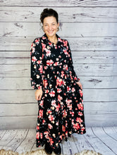 Kaylee Collared Black & Mauve Dress