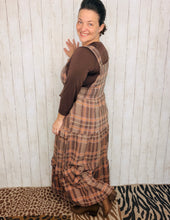 Brown Plaid Ribbed Jumper