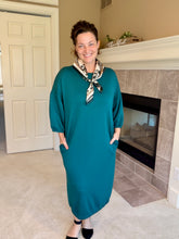 Oh So Comfy Sweatshirt Dress-Hunter Green