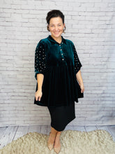 Velvet & Pearl Tunic Style- Black, Hunter Green or Navy