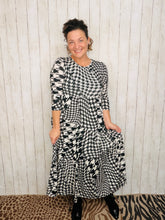 Tonya Marie Tiered Dress- Midi Length-Houndstooth