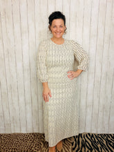 Jennifer Textured Midi Dress- Ivory & Black