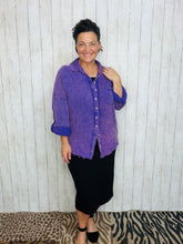 Mineral Washed Button Front Top- Violet