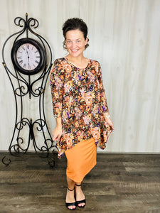 Rissa Handkerchief Tunic- Orange Floral