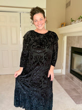 Kayla Velvet Burnout Dress- Black