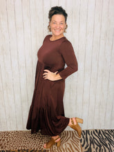 Tonya Marie Tiered Dress- Midi Length-Brown