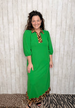 Everyday Class Leopard Detail Dress-Green