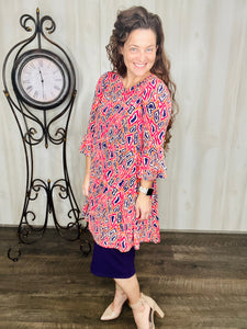 Purple & Orange Abstract Tunic