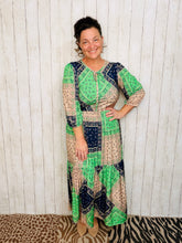 Mallory Green & Navy Patchwork Dress