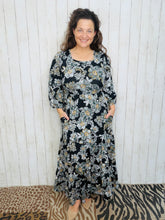 Mallory Black & Floral Square Neck Dress