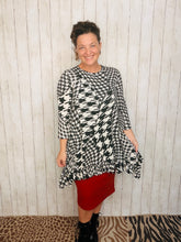 Cynthia Ruffle High Low Tunic-Houndstooth