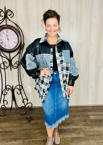 Pleather & Denim Shacket