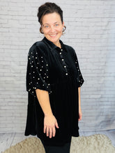 Velvet & Pearl Tunic Style- Black, Hunter Green or Navy