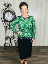 Green & Mesh Daisy Top