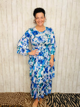 Juliet Ruffle Dress-Blue Floral