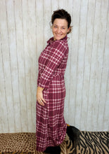 Adorable In Plaid Lounge Dress-Burgundy Plaid