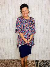 Samantha Ruffle Sleeve & High Low Tunic-Purple Floral