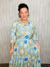 Mallory Light Blue & Green Patchwork Dress
