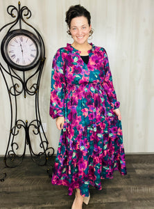 Jamie Smocked Waist Dress- Plum Floral