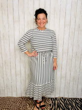 Ribbed Midi Dress- Black & White Stripe