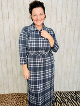 Adorable In Plaid Lounge Dress-Navy Plaid