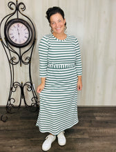 Ribbed Lounge Dress- Sage & Ivory