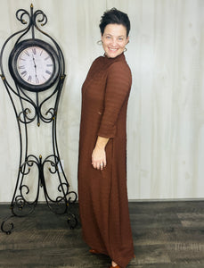 Jaqueline Vintage & Textured Dress- Chocolate Brown