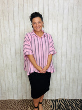 Rylee Pink & Grey Striped Top