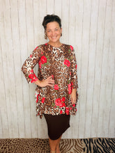 Cynthia Ruffle High Low Tunic-Animal Print & Pink Floral