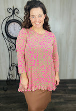 Samantha Ruffle High Low Tunic-Pink & Leopard
