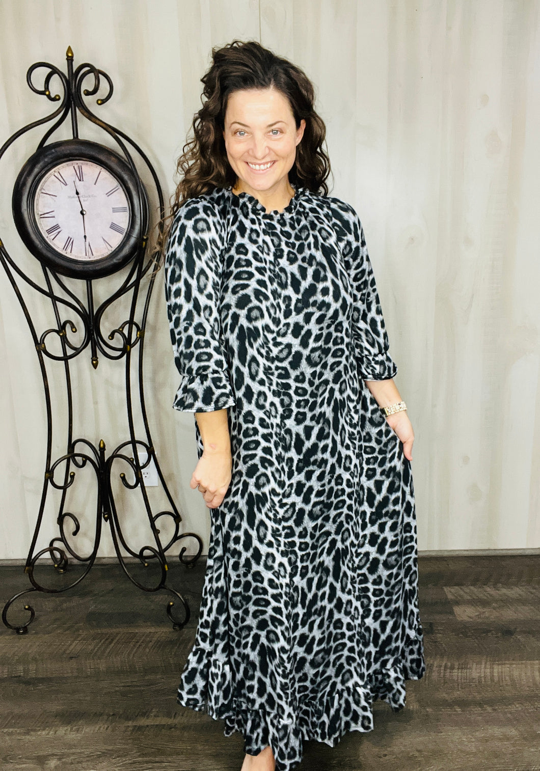 Style & Comfort Dress- Black Leopard