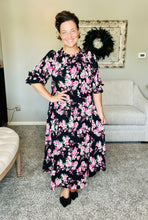 Power On The Day Dress- Black & Pink Floral
