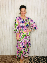 Juliet Ruffle Dress-Purple Floral