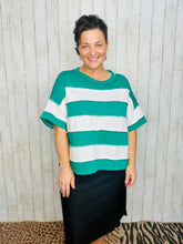 French Terry Striped Top- Kelly Green
