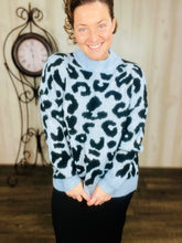 Blue & Leopard Print Sweater